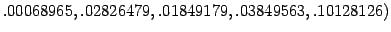 $ .00068965, .02826479, .01849179, .03849563, .10128126)$